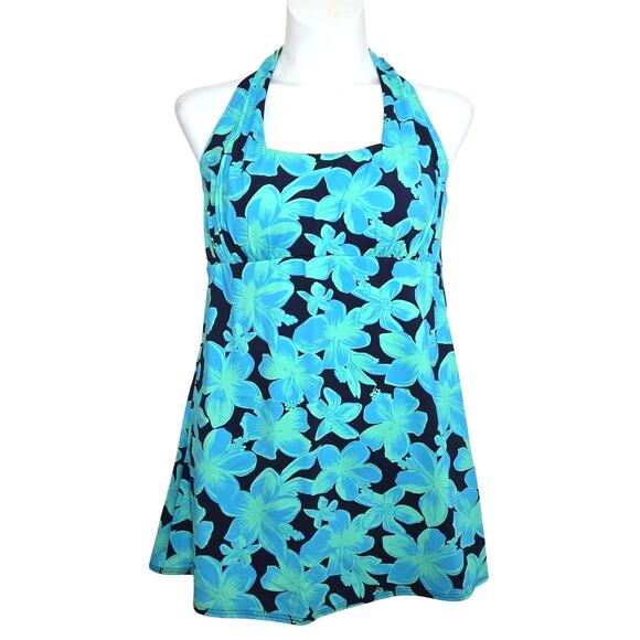 Land's End Women's Square Neck Halter Swim Dress One Piece Swimsuit Size L NWT - Picture 1 of 5